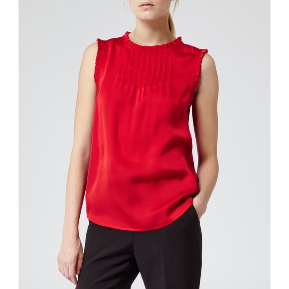 Reiss Tops - ⚡️SALE Reiss Tijuana Red Ruffled Sleeveless Top